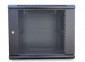 Szafa wisząca 12U 600x450mm czarna szklane drzwi TOTEN