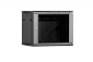 Szafa wisząca rack 19'' 9U 600x600mm czarna (drzwi przednie szklane)