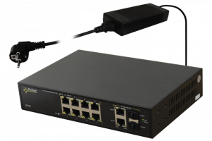 Pulsar SF108 switch 12-portowy PoE dla 8 kamer IP, 2x SFP, 2x Gigabit LAN